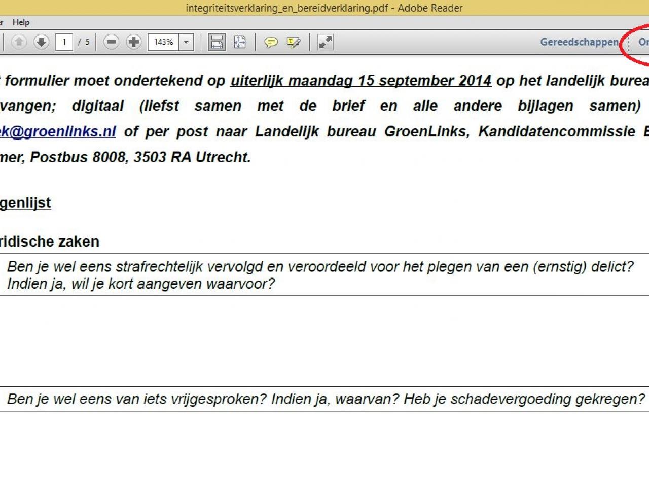 stap 1: klik op onderstekenen stap 1: klik op "ondertekenen"